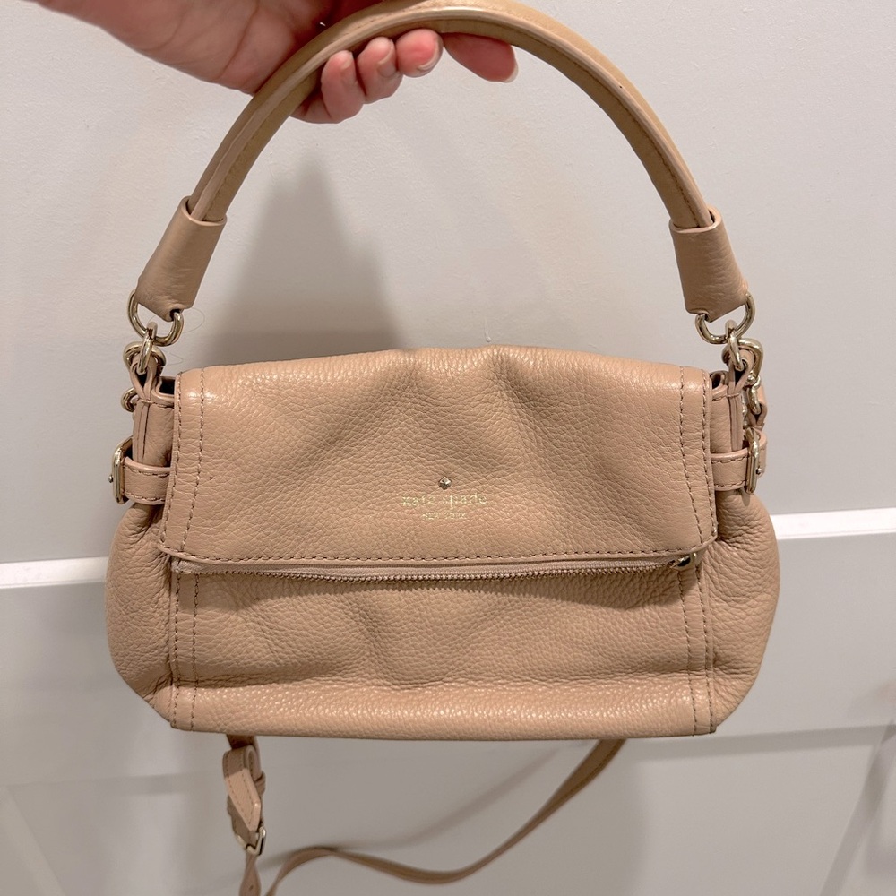 Kate Spade Small Leather Beige Crossbody Satchel